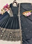 10DESIGNER CHINON SILK EMBROIDERY 5 MM SEQUENCE WITH REAL MIRROR WORK GOWN BOTTOM WITH DUPATTA FESTIVE WEAR WHOLESALE PRICE ETHNIC GARMENT (13)