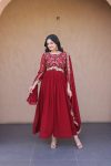 10DESIGNER FAUX BLOOMING ZARI, SEQUENCE & PIPE BEADS EMBROIDERY WORK GOWN WITH DUPATTA FESTIVE WEAR WHOLESALE PRICE ETHNIC GARMENT (8)