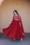 10DESIGNER FAUX BLOOMING ZARI, SEQUENCE & PIPE BEADS EMBROIDERY WORK GOWN WITH DUPATTA FESTIVE WEAR WHOLESALE PRICE ETHNIC GARMENT (8)