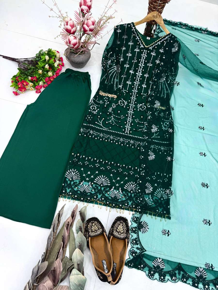 10DESIGNER SOFT NET SEQUENCE WITH PEARL HAND WORK TOP PALAZZO WITH DUPATTA FESTIVE WEAR WHOLESALE PRICE ETHNIC GARMENT (7)