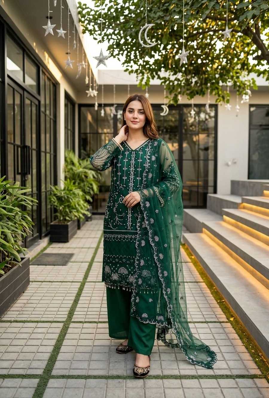 10DESIGNER SOFT NET SEQUENCE WITH PEARL HAND WORK TOP PALAZZO WITH DUPATTA FESTIVE WEAR WHOLESALE PRICE ETHNIC GARMENT (8)