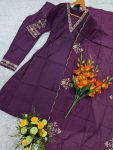 10MODERN CHANDERI SILK SEQUENCE EMBROIDERY WORK TOP BOTTOM WITH DUPATTA FESTIVE WEAR WHOLESALE PRICE ETHNIC GARMENT (6)