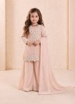 MODERN GEORGETTE EMBROIDERY 3 MM SEQUENCE WORK KID'S TOP PALAZZO WITH DUPATTA CREAM