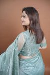 10MODERN SOFT TWILL NET EMBROIDERY THREAD WITH SEQUENCE AND CUTWORK BORDER WITH STONE WORK SAREE WITH UNSTITCHED BLOUSE PARTY WEAR WHOLESALE PRICE ETHNIC GARMENT (4)