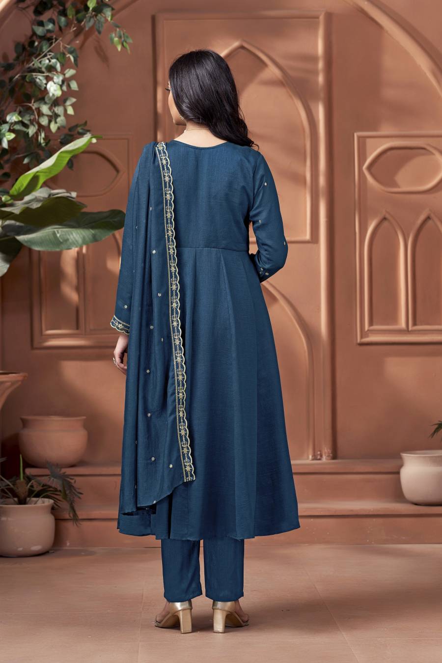123TRENDING VICHITRA SILK EMBROIDERY, SEQUENCE & CODING WORK ANARKALI BOTTOM WITH DUPATTA WEDDING WEAR WHOLESALE PRICE ETHNIC GARMENT (10)
