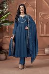 123TRENDING VICHITRA SILK EMBROIDERY, SEQUENCE & CODING WORK ANARKALI BOTTOM WITH DUPATTA WEDDING WEAR WHOLESALE PRICE ETHNIC GARMENT (8)
