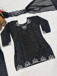 12DESIGNER NATURAL CREPE EMBROIDERY AND MOTI WORK TOP PATIYALA WITH DUPATTA FESTIVE WEAR WHOLESALE PRICE ETHNIC GARMENT (19)