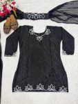 12DESIGNER NATURAL CREPE EMBROIDERY AND MOTI WORK TOP PATIYALA WITH DUPATTA FESTIVE WEAR WHOLESALE PRICE ETHNIC GARMENT (19)