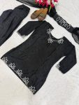 12DESIGNER NATURAL CREPE EMBROIDERY AND MOTI WORK TOP PATIYALA WITH DUPATTA FESTIVE WEAR WHOLESALE PRICE ETHNIC GARMENT (19)
