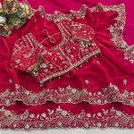 12DESIGNER SATIN SILK SEQUENCE AND ZARI EMBROIDERY WORK WITH CUTWORK BORDER SAREE WITH STITCHED BLOUSE WEDDING WEAR WHOLESALE PRICE ETHNIC GARMENT (10)