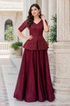 12MODERN FENDY SATIN SEQUENCE AND PIPE EMBROIDERY WORK BLOUSE AND PLAIN LEHENGA FESTIVE WEAR WHOLESALE PRICE ETHNIC GARMENT (11)