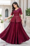 12MODERN FENDY SATIN SEQUENCE AND PIPE EMBROIDERY WORK BLOUSE AND PLAIN LEHENGA FESTIVE WEAR WHOLESALE PRICE ETHNIC GARMENT (11)