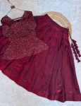 12MODERN FENDY SATIN SEQUENCE AND PIPE EMBROIDERY WORK BLOUSE AND PLAIN LEHENGA FESTIVE WEAR WHOLESALE PRICE ETHNIC GARMENT (11)