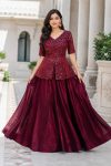 12MODERN FENDY SATIN SEQUENCE AND PIPE EMBROIDERY WORK BLOUSE AND PLAIN LEHENGA FESTIVE WEAR WHOLESALE PRICE ETHNIC GARMENT (11)