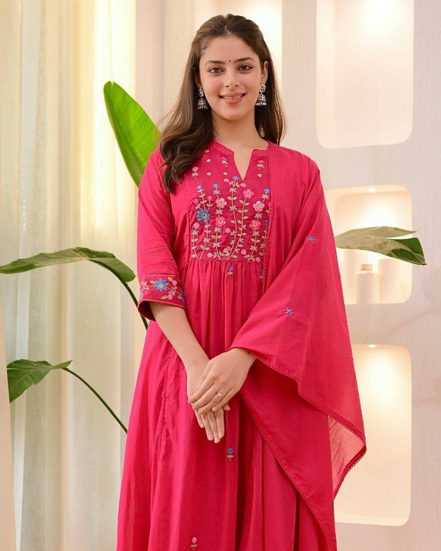 12NEW ARRIVAL COTTON EMBROIDERY WORK TOP BOTTOM WITH DUPATTA FESTIVE WEAR WHOLESALE PRICE ETHNIC GARMENT (20)