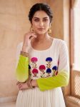 12RICH LOOK GEORGETTE EMBROIDERY WOOLEN THREAD WORK GOWN FESTIVE WEAR WHOLESALE PRICE ETHNIC GARMENT (28)