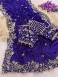 13DESIGNER SATIN SILK SEQUENCE AND ZARI EMBROIDERY WORK WITH CUTWORK BORDER SAREE WITH STITCHED BLOUSE WEDDING WEAR WHOLESALE PRICE ETHNIC GARMENT (18)