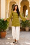 13FANCY COTTON BANDHEJ PRINT WORK TOP PATIYALA SET DAILY WEAR WHOLESALE PRICE ETHNIC GARMENT (18)