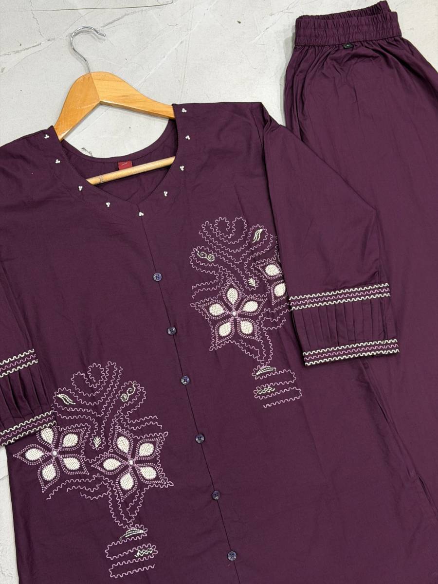 13RICH LOOK COTTON MULTI EMBROIDERY THREAD WORK CO-ORD SET CASUAL WEAR WHOLESALE PRICE ETHNIC GARMENT (1)