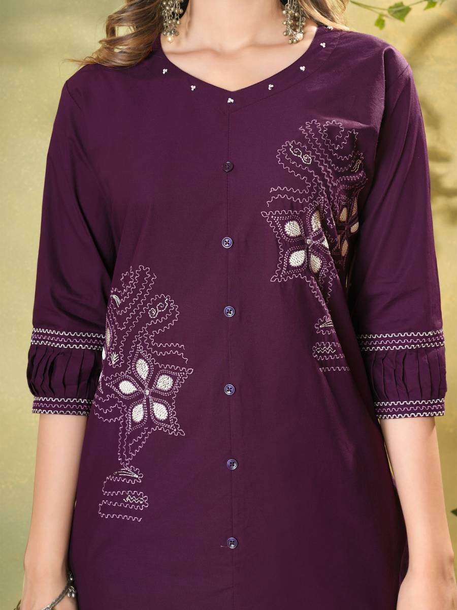13RICH LOOK COTTON MULTI EMBROIDERY THREAD WORK CO-ORD SET CASUAL WEAR WHOLESALE PRICE ETHNIC GARMENT (5)