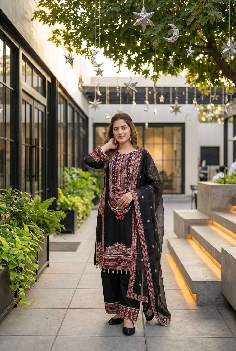 14DESIGNER MUL CHANDERI EMBROIDERY SEQUENCE WITH REAL MIRROR HAND WORK AND FANCY LACE WORK TOP PALAZZO WITH DUPATTA FESTIVE WEAR WHOLESALE PRICE ETHNIC GARMENT (16)