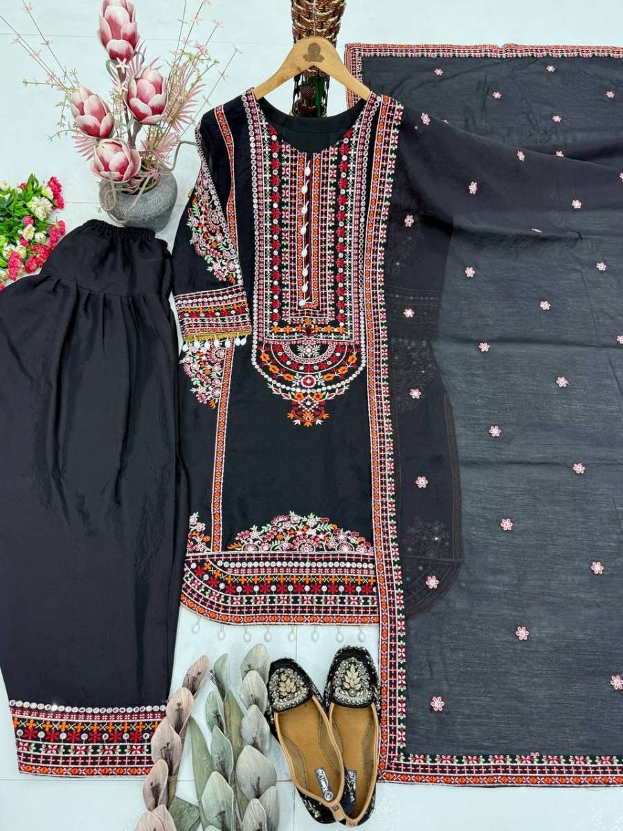 14DESIGNER MUL CHANDERI EMBROIDERY SEQUENCE WITH REAL MIRROR HAND WORK AND FANCY LACE WORK TOP PALAZZO WITH DUPATTA FESTIVE WEAR WHOLESALE PRICE ETHNIC GARMENT (19)