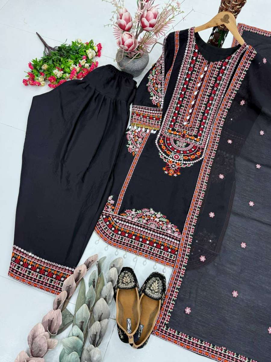 14DESIGNER MUL CHANDERI EMBROIDERY SEQUENCE WITH REAL MIRROR HAND WORK AND FANCY LACE WORK TOP PALAZZO WITH DUPATTA FESTIVE WEAR WHOLESALE PRICE ETHNIC GARMENT (20)