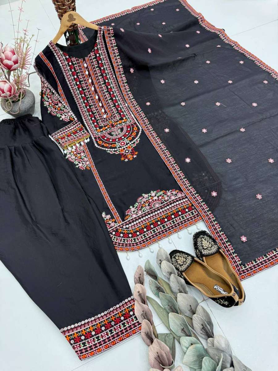 14DESIGNER MUL CHANDERI EMBROIDERY SEQUENCE WITH REAL MIRROR HAND WORK AND FANCY LACE WORK TOP PALAZZO WITH DUPATTA FESTIVE WEAR WHOLESALE PRICE ETHNIC GARMENT (21)