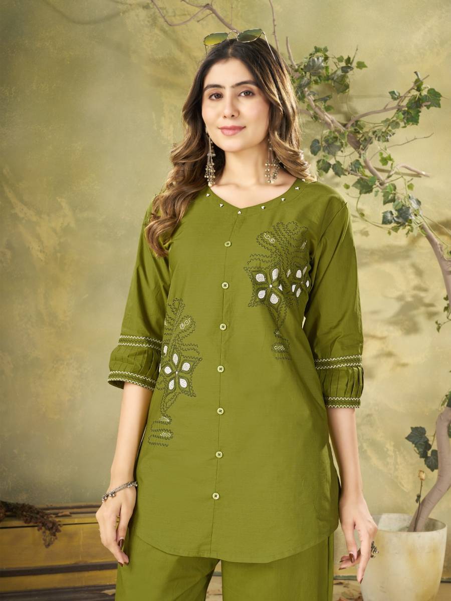 14RICH LOOK COTTON MULTI EMBROIDERY THREAD WORK CO-ORD SET CASUAL WEAR WHOLESALE PRICE ETHNIC GARMENT (25)