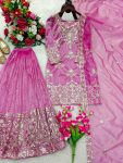 15MODERN ORGANZA TWIN NET EMBROIDERY 5 MM SEQUENCE WORK TOP PALAZZO WITH DUPATTA WEDDING WEAR WHOLESALE PRICE ETHNIC GARMENT (2)