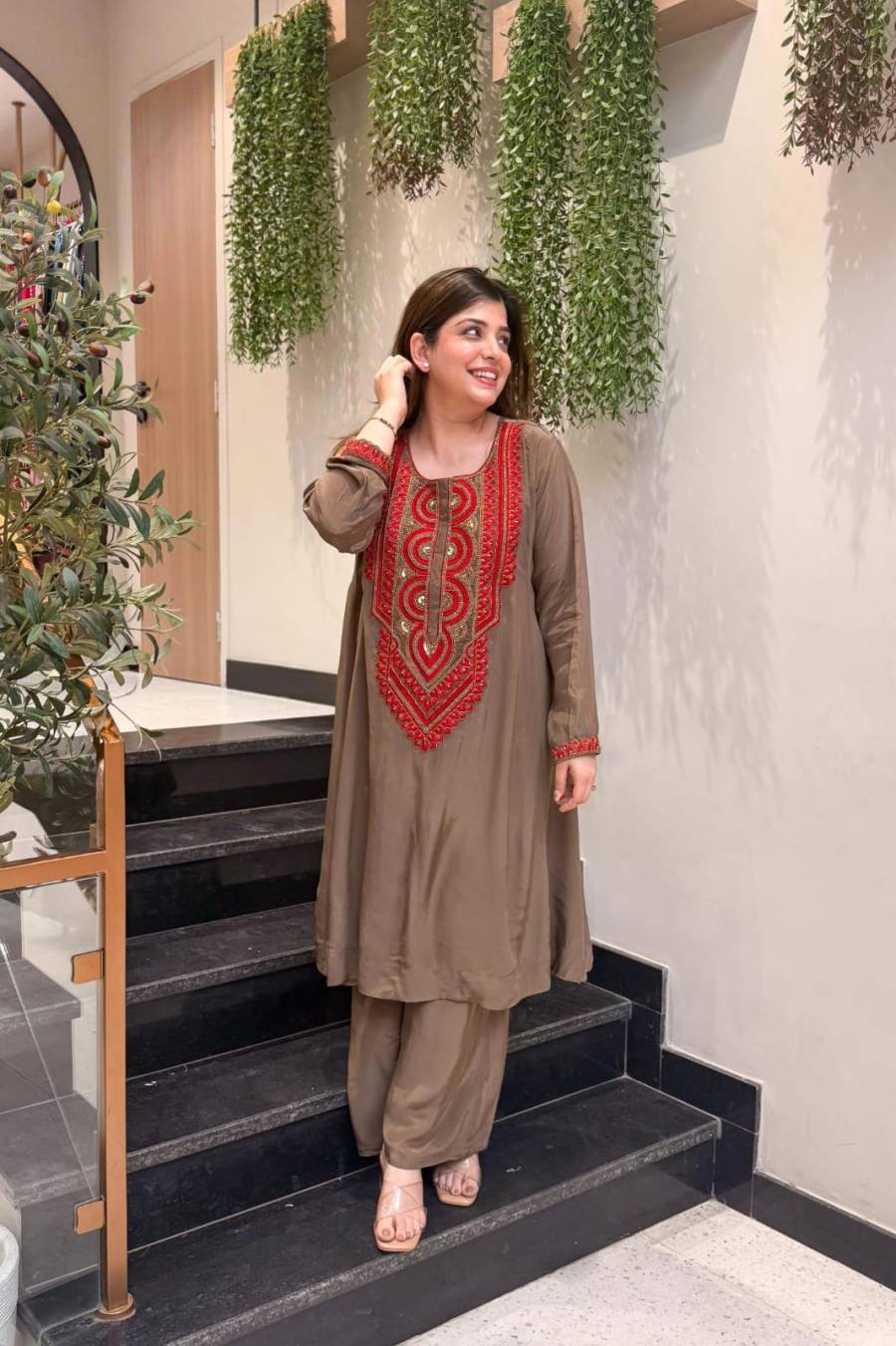15RICH LOOK FRENCH CREPE EMBROIDERY WORK TOP PENT SET FESTIVE WEAR WHOLESALE PRICE ETHNIC GARMENT (17)
