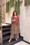15RICH LOOK FRENCH CREPE EMBROIDERY WORK TOP PENT SET FESTIVE WEAR WHOLESALE PRICE ETHNIC GARMENT (19)