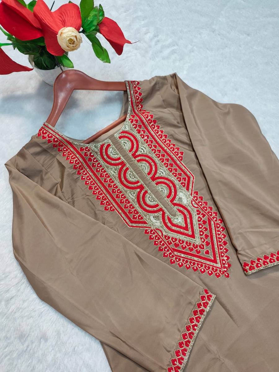 15RICH LOOK FRENCH CREPE EMBROIDERY WORK TOP PENT SET FESTIVE WEAR WHOLESALE PRICE ETHNIC GARMENT (23)