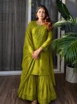 16DESIGNER RAYON THREAD EMBROIDERY WORK TOP SHARARA WITH DUPATTA WEDDING WEAR WHOLESALE PRICE ETHNIC GARMENT (16)