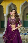 16DESIGNER VICHITRA SILK SEQUENCE AND THREAD EMBROIDERY WORK LEHENGA CHOLI WITH DUPATTA WEDDING WEAR WHOLESALE PRICE ETHNIC GARMENT (3)