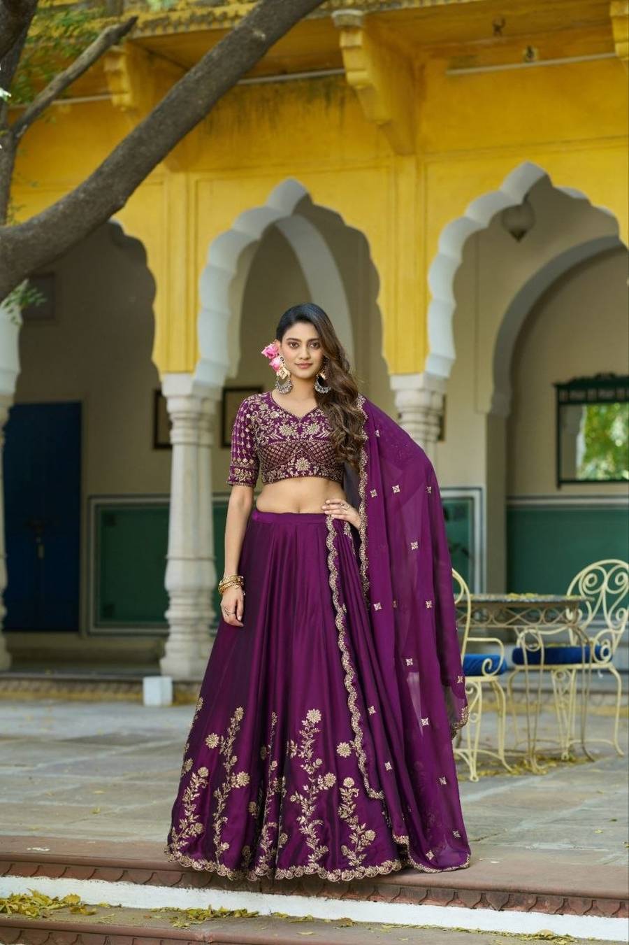 16DESIGNER VICHITRA SILK SEQUENCE AND THREAD EMBROIDERY WORK LEHENGA CHOLI WITH DUPATTA WEDDING WEAR WHOLESALE PRICE ETHNIC GARMENT (4)