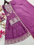 16MODERN CHINON SILK EMBROIDERY 5 MM SEQUENCE WORK TOP LEHENGA WITH DUPATTA WEDDING WEAR WHOLESALE PRICE ETHNIC GARMENT (8)