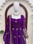 18DESIGNER FENDY SILK THREAD AND 3MM AND 9MM SEQUENCE WORK GOWN BOTTOM WITH DUPATTA WEDDING WEAR WHOLESALE PRICE ETHNIC GARMENT (45)