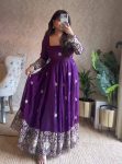 18DESIGNER FENDY SILK THREAD AND 3MM AND 9MM SEQUENCE WORK GOWN BOTTOM WITH DUPATTA WEDDING WEAR WHOLESALE PRICE ETHNIC GARMENT (45)