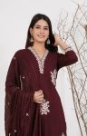 1ATTRACTIVE ROMAN SILK EMBROIDERY WORK TOP BOTTOM WITH DUPATTA FESTIVE WEAR WHOLESALE PRICE ETHNIC GARMENT (11)