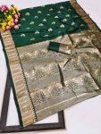 1DESIGNER BANARASI SILK SELF & ZARI WEAVING RICH PALLU UNIQUE BORDER WORK SAREE WITH UNSTITCHED BLOUSE FESIVE WEAR WHOLESALE PRICE ETHNIC GARMENT (8)