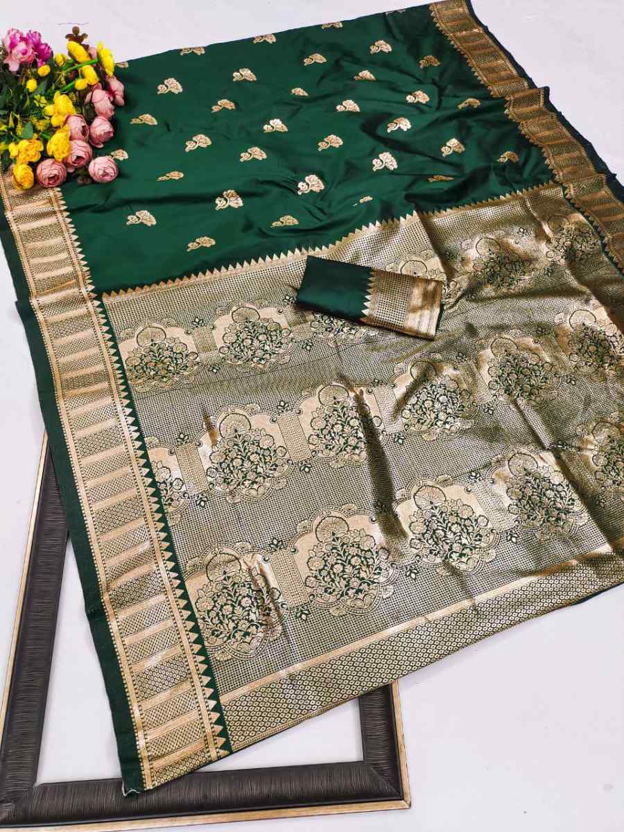 1DESIGNER BANARASI SILK SELF & ZARI WEAVING RICH PALLU UNIQUE BORDER WORK SAREE WITH UNSTITCHED BLOUSE FESIVE WEAR WHOLESALE PRICE ETHNIC GARMENT (9)