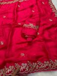 1DESIGNER FENDY SATIN CONTRAST PALLU SPRING DORI EMBROIDERY WORK CUTWORK BORDER SAREE WITH UNSTITCHED BLOUSE WEDDING WEAR WHOLESALE PRICE ETHNIC GARMENT (7)