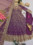 1DESIGNER FENDY SILK EMBROIDERY SEQUENCE WORK GOWN BOTTOM WITH DUPATTA WEDDING WEAR WHOLESALE PRICE ETHNIC GARMENT (24)