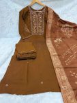 1DESIGNER MANGO SILK MULTI EMBROIDERY SEQUENCE WITH HAND WORK TOP BOTTOM WITH DUPATTA FESTIVE WEAR WHOLESALE PRICE ETHNIC GARMENT (3)