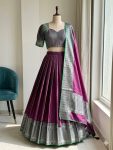 1DESIGNER SILK WOVEN WORK LEHENGA CHOLI WITH DUPATTA FESTIVE WEAR WHOLESALE PRICE ETHNIC GARMENT (6)