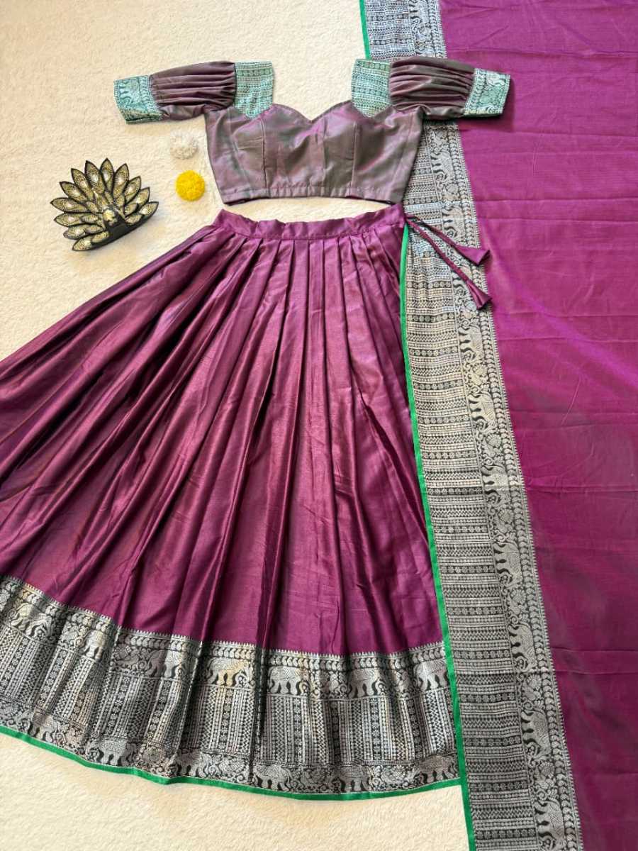 1DESIGNER SILK WOVEN WORK LEHENGA CHOLI WITH DUPATTA FESTIVE WEAR WHOLESALE PRICE ETHNIC GARMENT (8)