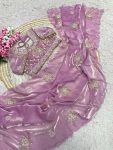 1DESIGNER SOFT FENDY SATIN SILK HAND WORK AND CUT WORK WITH ARCO BORDER SAREE WITH STITCH BLOUSE WHOLESALE PRICE ETHNIC GARMENT (5)