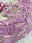 1DESIGNER SOFT FENDY SATIN SILK HAND WORK AND CUT WORK WITH ARCO BORDER SAREE WITH STITCH BLOUSE WHOLESALE PRICE ETHNIC GARMENT (5)