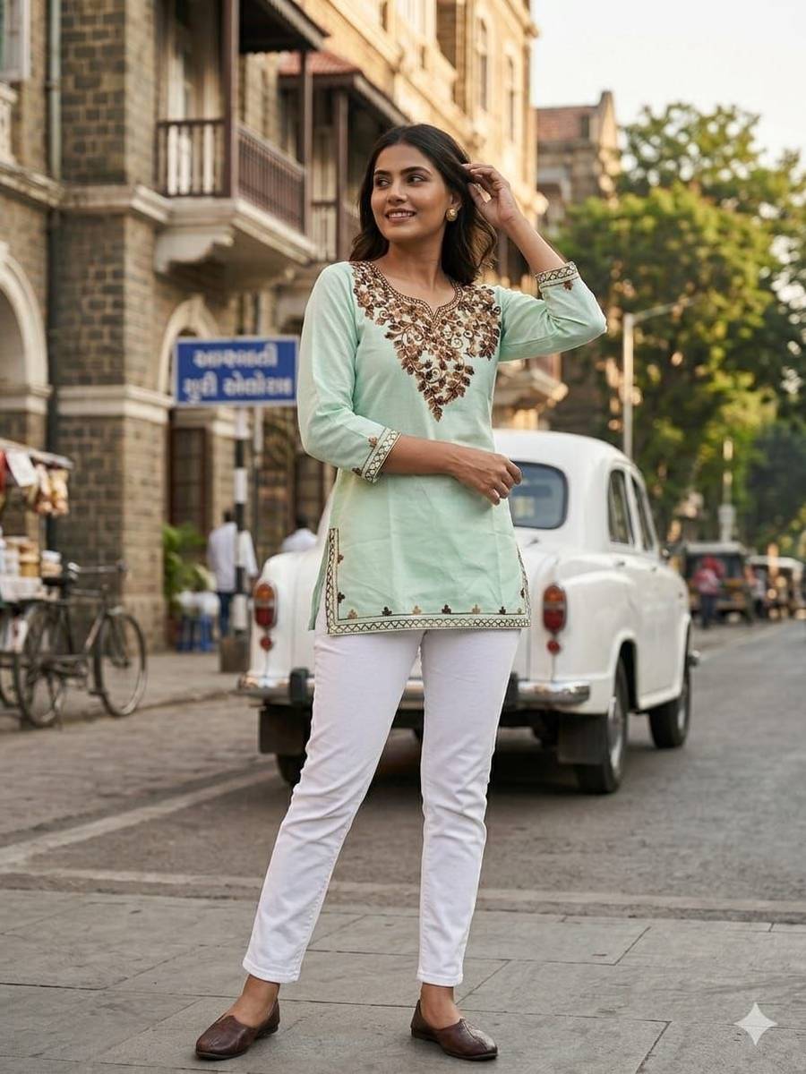 1FANCY COTTON EMBROIDERY WORK TOP DAILY WEAR WHOLESALE PRICE ETHNIC GARMENT (8)